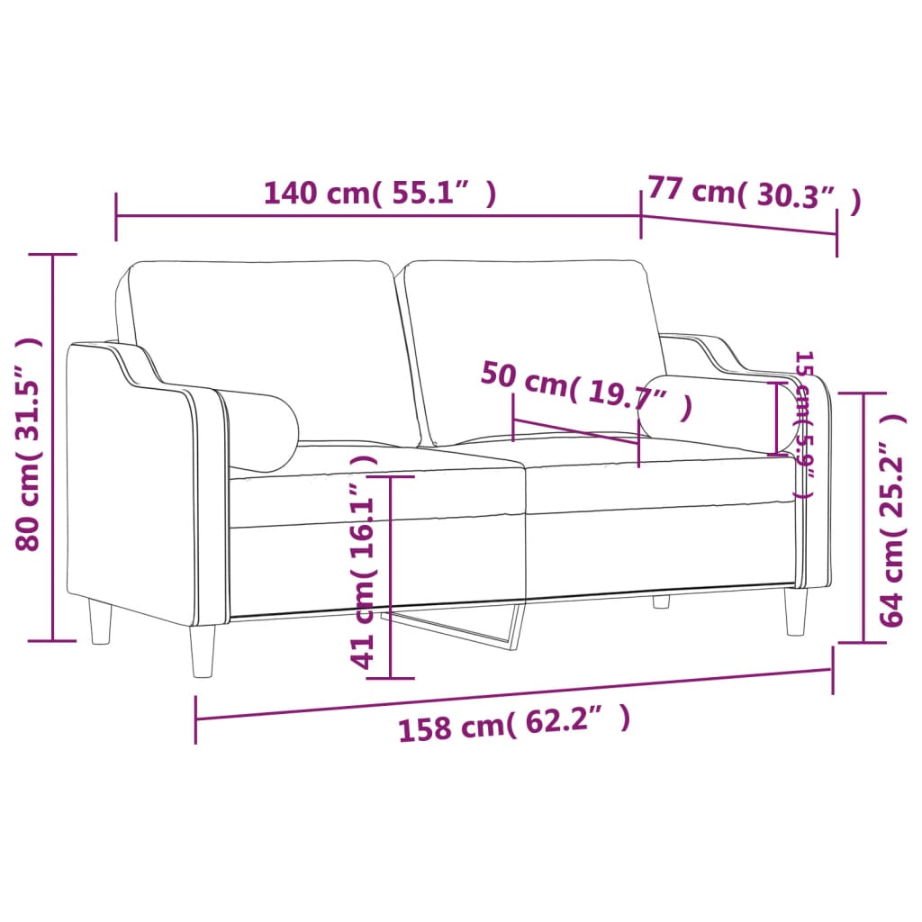 Tweezitsbank met sierkussens 140 cm stof zwart Banken | Creëer jouw Trendy Thuis | Gratis bezorgd & Retour | Trendy.nl