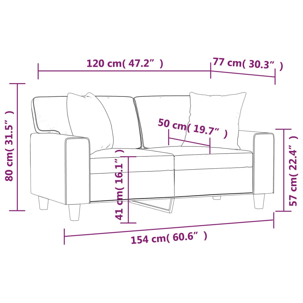 Tweezitsbank met sierkussens 120 cm kunstleer zwart Banken | Creëer jouw Trendy Thuis | Gratis bezorgd & Retour | Trendy.nl