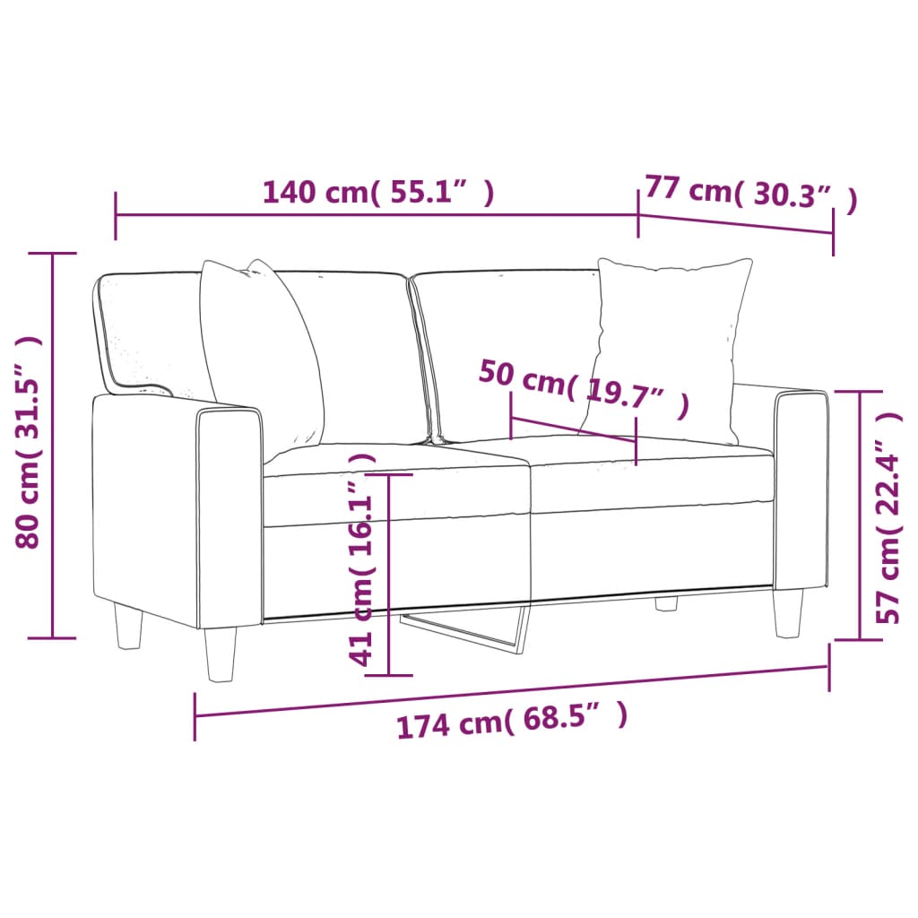 Tweezitsbank met sierkussens 140 cm kunstleer zwart Banken | Creëer jouw Trendy Thuis | Gratis bezorgd & Retour | Trendy.nl