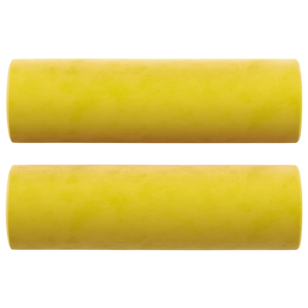 Driezitsbank met sierkussens 180 cm fluweel geel