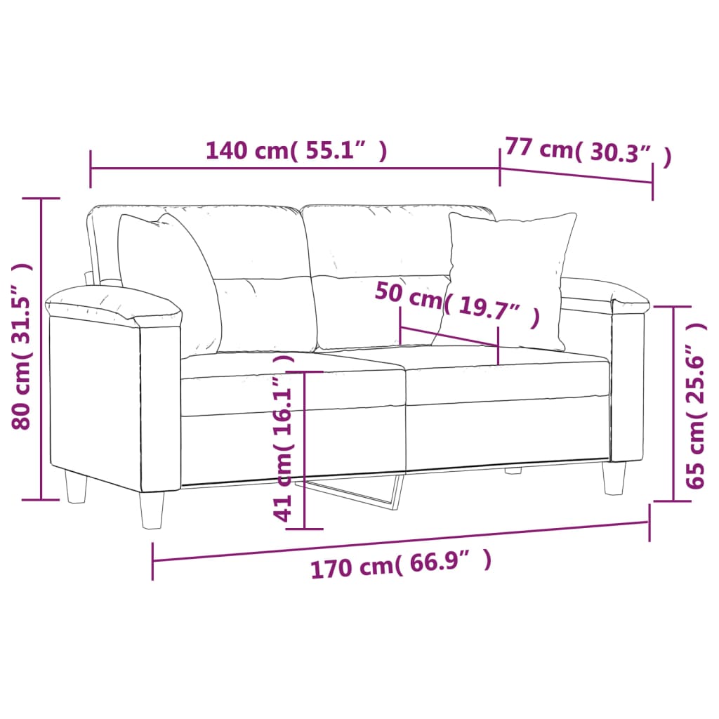 Tweezitsbank met kussens 140 cm microvezelstof donkergrijs Banken | Creëer jouw Trendy Thuis | Gratis bezorgd & Retour | Trendy.nl