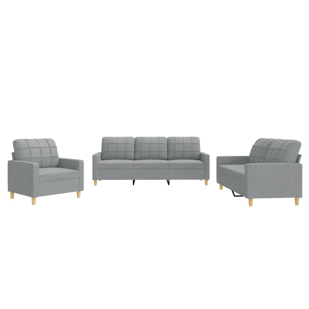 3-delige Loungeset met kussens stof lichtgrijs Banken | Creëer jouw Trendy Thuis | Gratis bezorgd & Retour | Trendy.nl