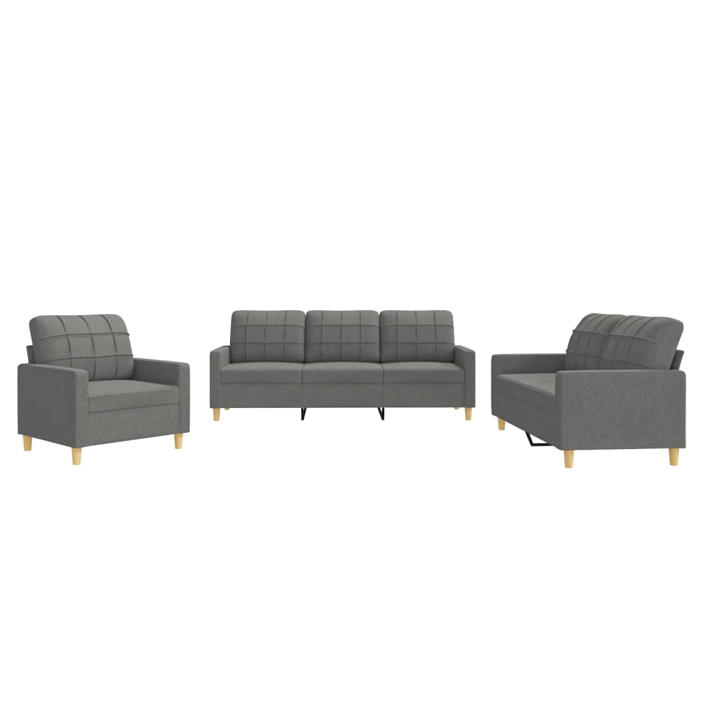 3-delige Loungeset met kussens stof donkergrijs Banken | Creëer jouw Trendy Thuis | Gratis bezorgd & Retour | Trendy.nl