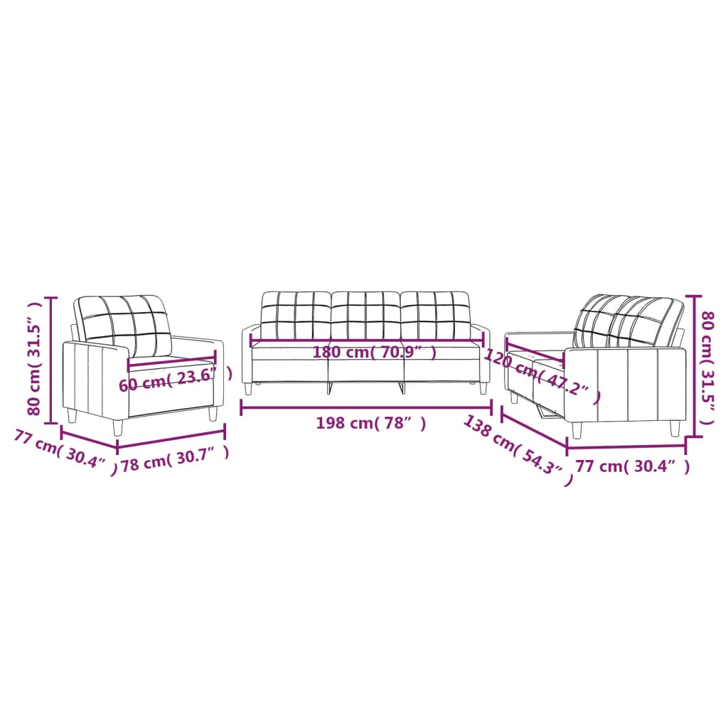 3-delige Loungeset met kussens stof crèmekleurig Banken | Creëer jouw Trendy Thuis | Gratis bezorgd & Retour | Trendy.nl