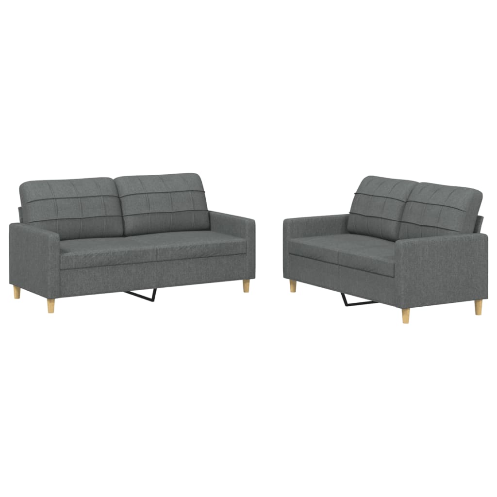 2-delige Loungeset met kussens stof donkergrijs Banken | Creëer jouw Trendy Thuis | Gratis bezorgd & Retour | Trendy.nl