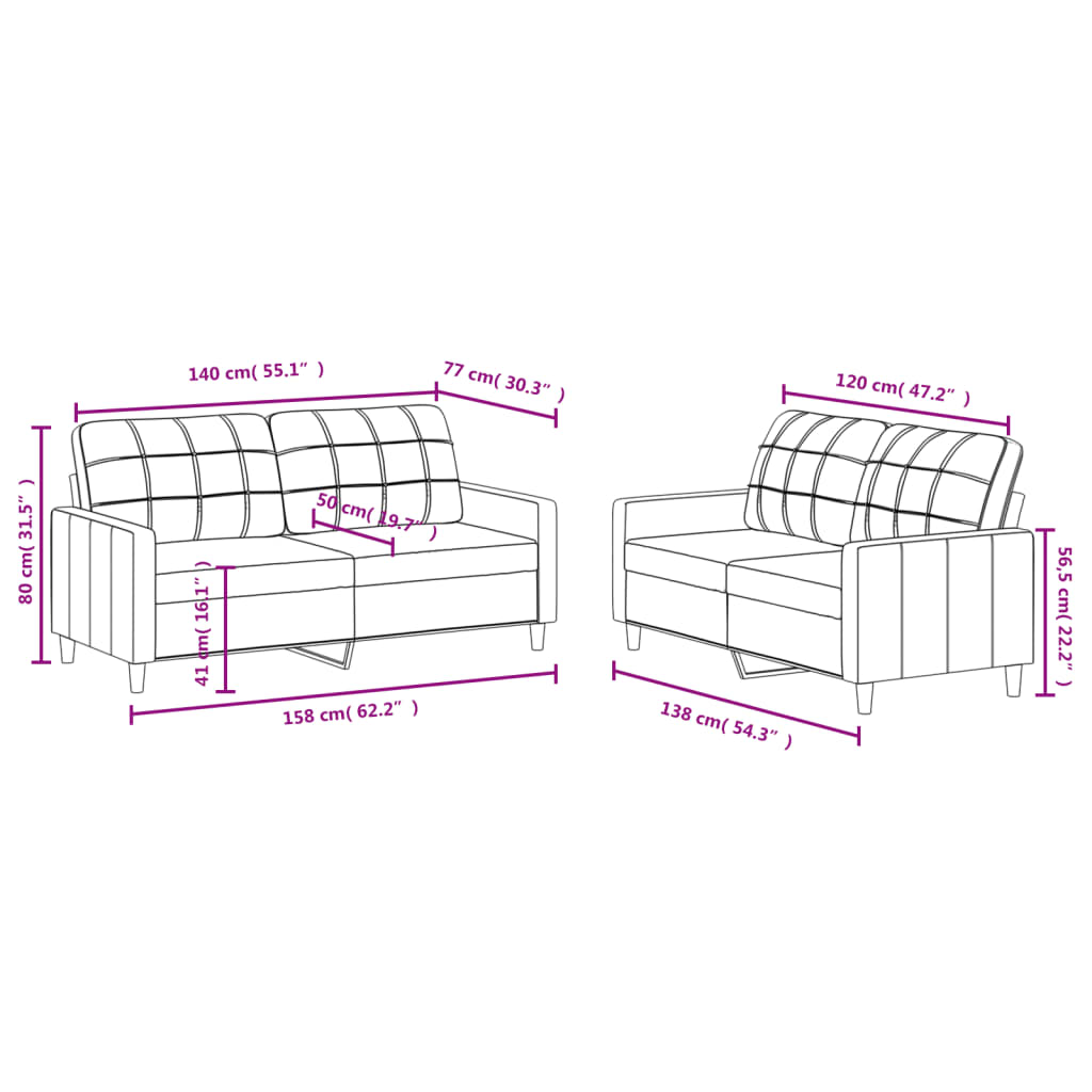 2-delige Loungeset met kussens stof donkergrijs Banken | Creëer jouw Trendy Thuis | Gratis bezorgd & Retour | Trendy.nl