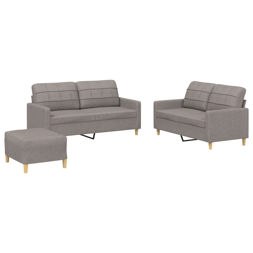 3-delige Loungeset met kussens stof taupe