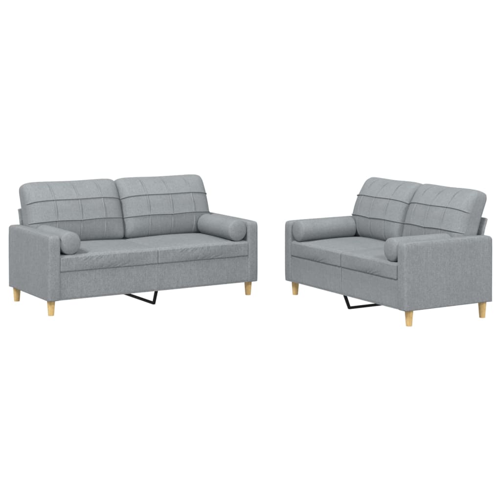 2-delige Loungeset met kussens stof lichtgrijs Banken | Creëer jouw Trendy Thuis | Gratis bezorgd & Retour | Trendy.nl