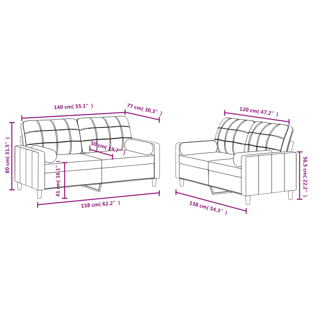 2-delige Loungeset met kussens stof lichtgrijs Banken | Creëer jouw Trendy Thuis | Gratis bezorgd & Retour | Trendy.nl