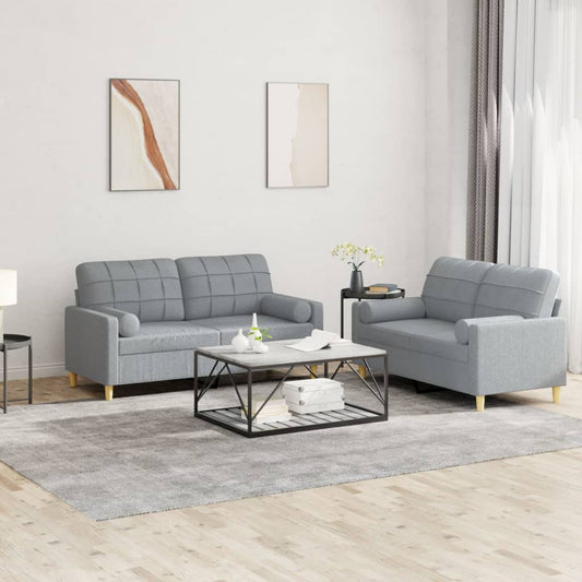 2-delige Loungeset met kussens stof lichtgrijs Banken | Creëer jouw Trendy Thuis | Gratis bezorgd & Retour | Trendy.nl