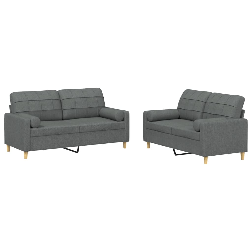 2-delige Loungeset met kussens stof donkergrijs Banken | Creëer jouw Trendy Thuis | Gratis bezorgd & Retour | Trendy.nl