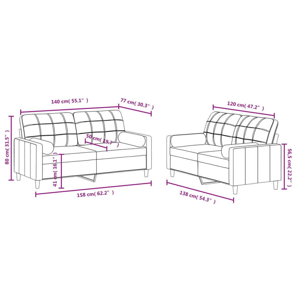 2-delige Loungeset met kussens stof donkergrijs Banken | Creëer jouw Trendy Thuis | Gratis bezorgd & Retour | Trendy.nl