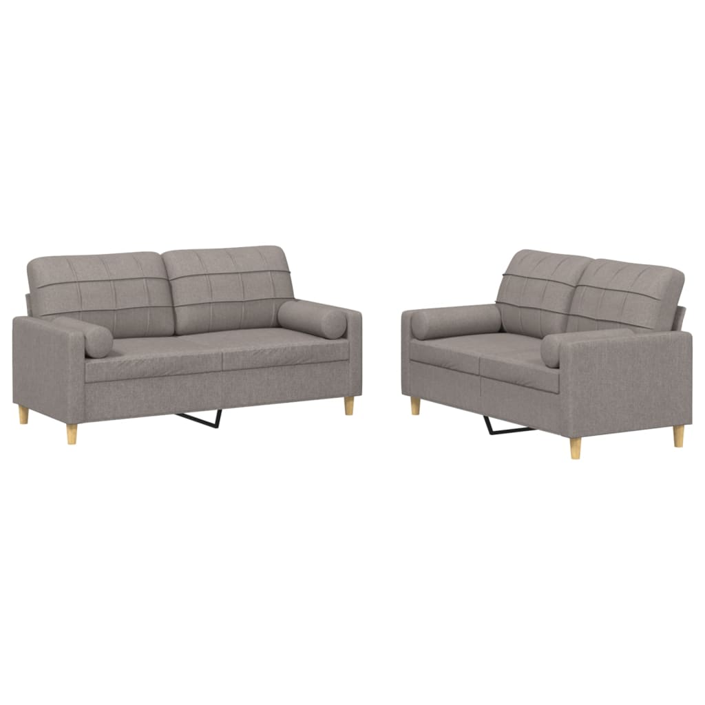 2-delige Loungeset met kussens stof taupe Banken | Creëer jouw Trendy Thuis | Gratis bezorgd & Retour | Trendy.nl