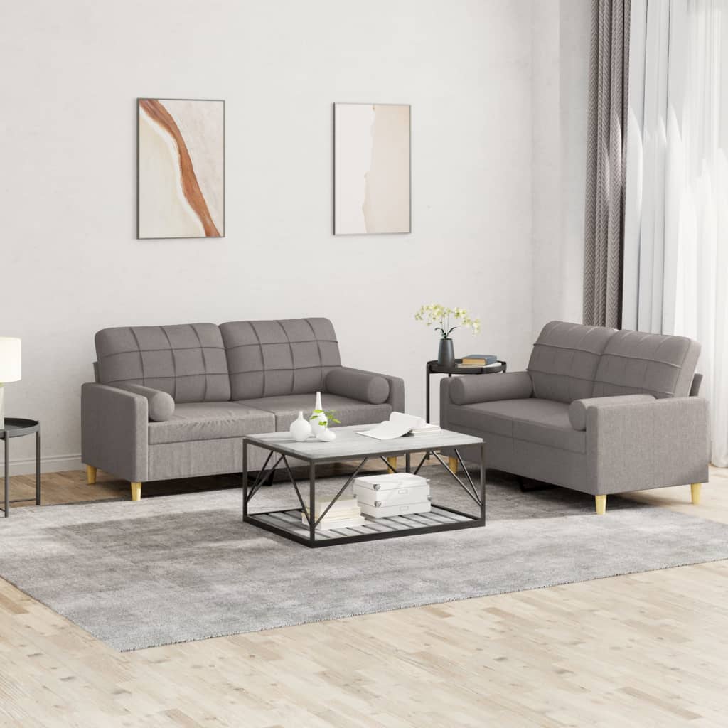 2-delige Loungeset met kussens stof taupe Banken | Creëer jouw Trendy Thuis | Gratis bezorgd & Retour | Trendy.nl