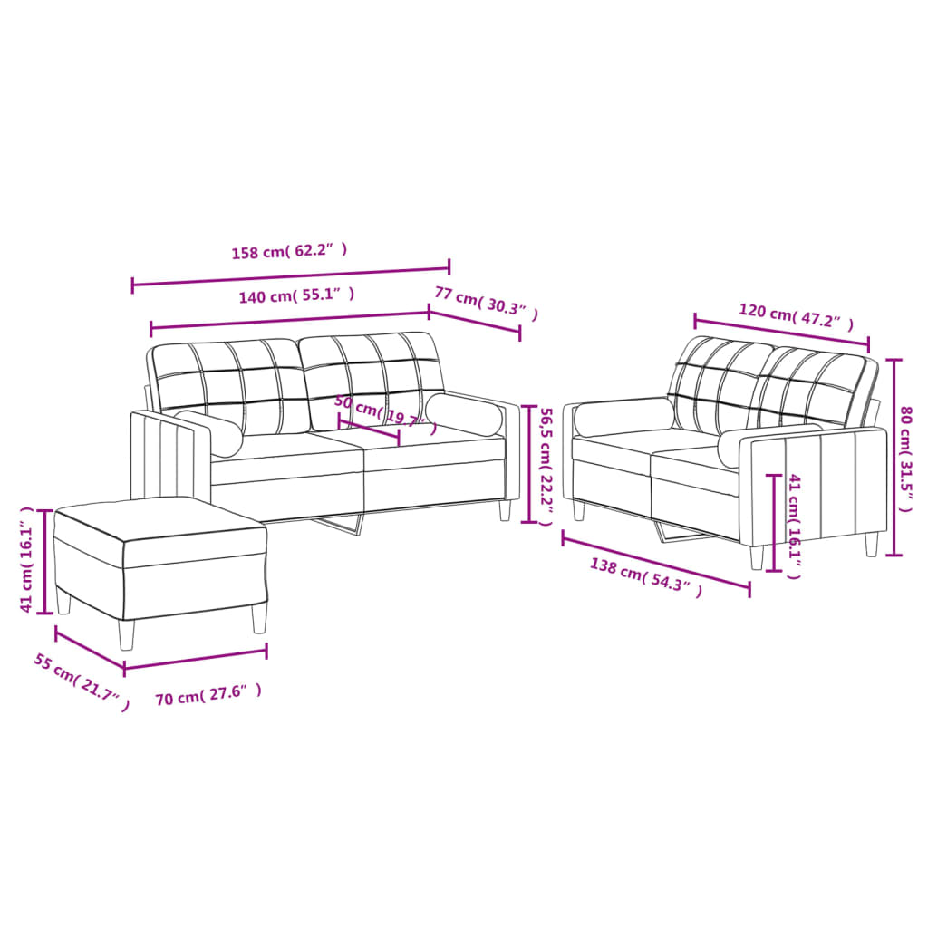 3-delige Loungeset met kussens stof zwart Banken | Creëer jouw Trendy Thuis | Gratis bezorgd & Retour | Trendy.nl