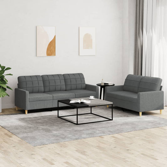 2-delige Loungeset met kussens stof donkergrijs Banken | Creëer jouw Trendy Thuis | Gratis bezorgd & Retour | Trendy.nl