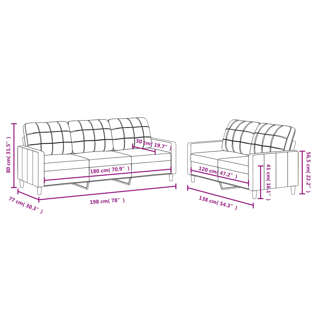 2-delige Loungeset met kussens stof bruin Banken | Creëer jouw Trendy Thuis | Gratis bezorgd & Retour | Trendy.nl