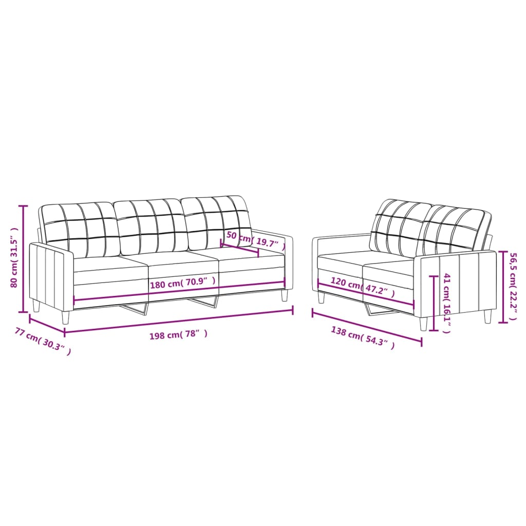 2-delige Loungeset met kussens stof wijnrood