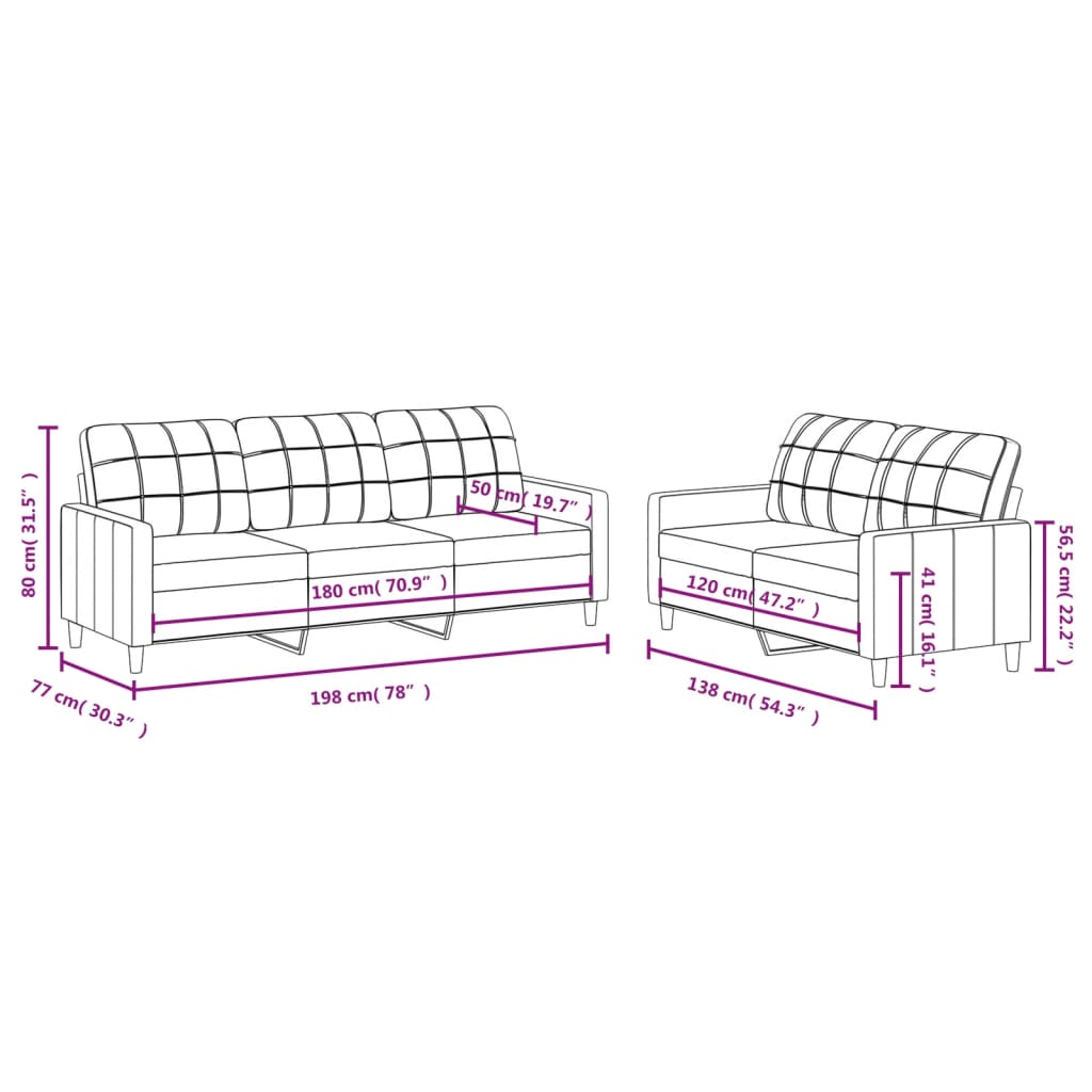 2-delige Loungeset met kussens stof taupe Banken | Creëer jouw Trendy Thuis | Gratis bezorgd & Retour | Trendy.nl