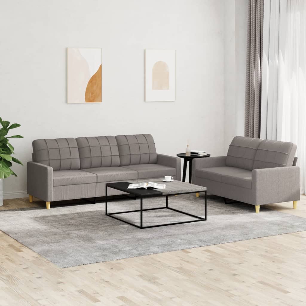 2-delige Loungeset met kussens stof taupe Banken | Creëer jouw Trendy Thuis | Gratis bezorgd & Retour | Trendy.nl