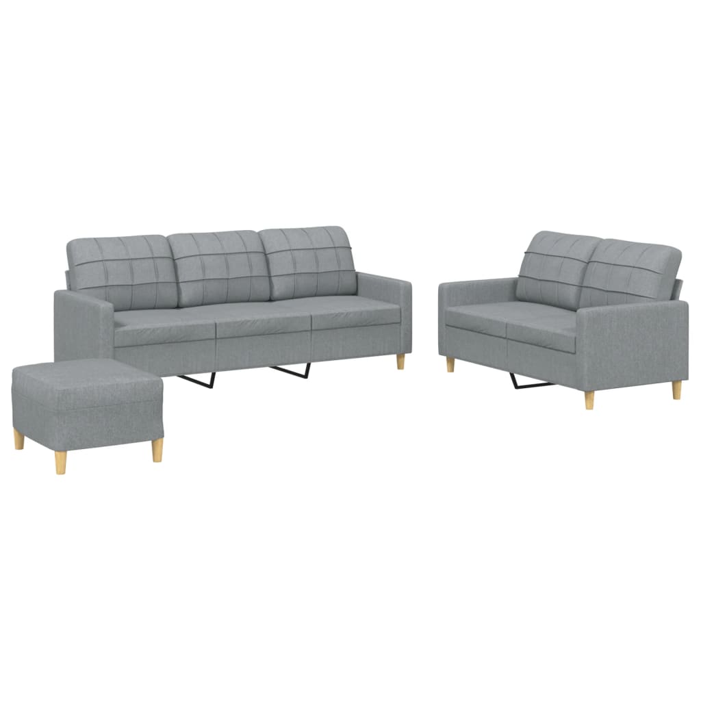 3-delige Loungeset met kussens stof lichtgrijs Banken | Creëer jouw Trendy Thuis | Gratis bezorgd & Retour | Trendy.nl