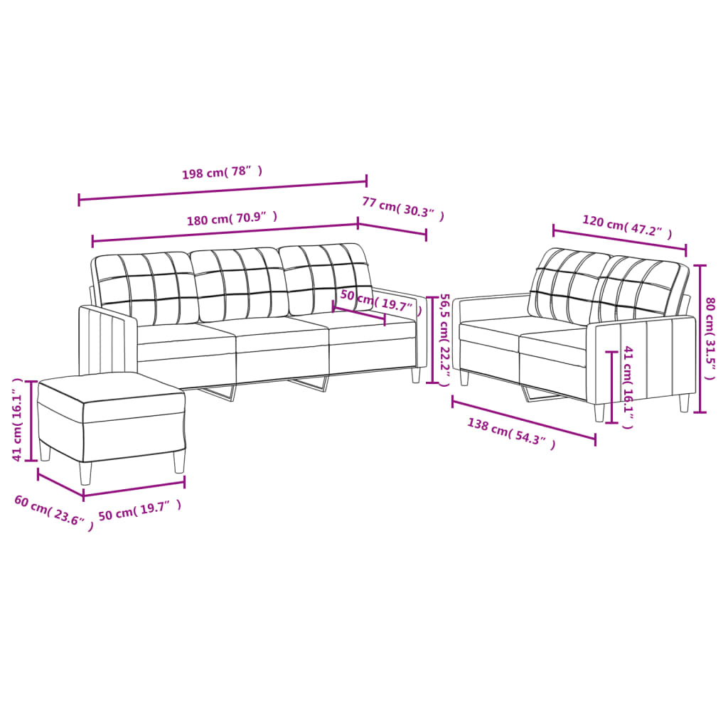 3-delige Loungeset met kussens stof lichtgrijs Banken | Creëer jouw Trendy Thuis | Gratis bezorgd & Retour | Trendy.nl