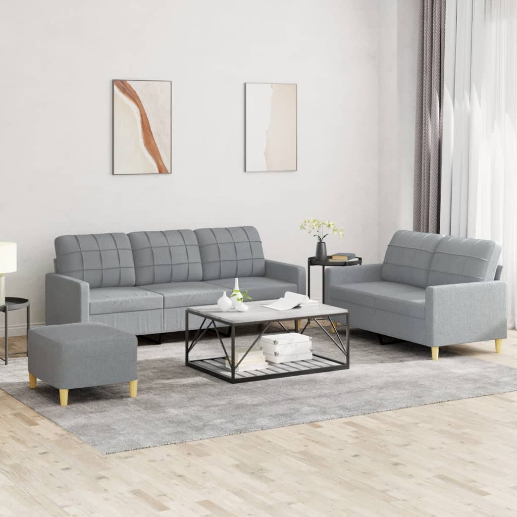 3-delige Loungeset met kussens stof lichtgrijs Banken | Creëer jouw Trendy Thuis | Gratis bezorgd & Retour | Trendy.nl