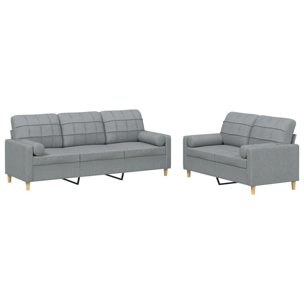 2-delige Loungeset met kussens stof lichtgrijs Banken | Creëer jouw Trendy Thuis | Gratis bezorgd & Retour | Trendy.nl