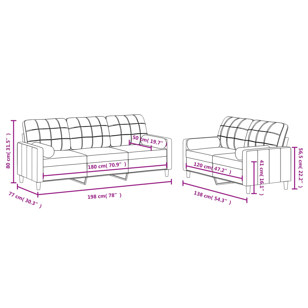 2-delige Loungeset met kussens stof lichtgrijs Banken | Creëer jouw Trendy Thuis | Gratis bezorgd & Retour | Trendy.nl