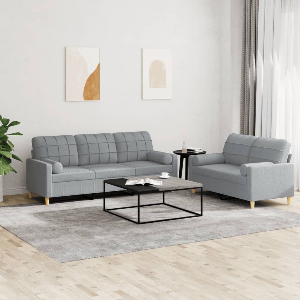 2-delige Loungeset met kussens stof lichtgrijs Banken | Creëer jouw Trendy Thuis | Gratis bezorgd & Retour | Trendy.nl