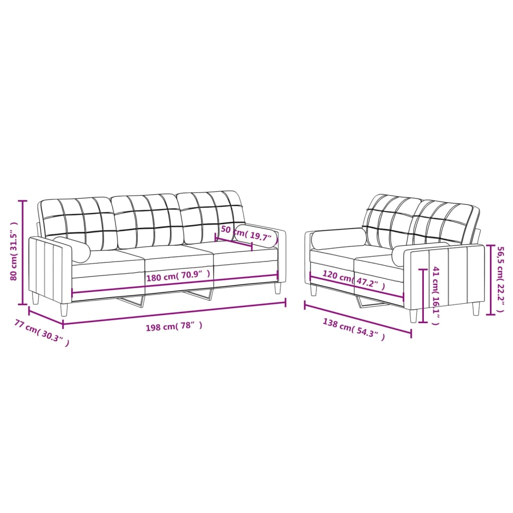 2-delige Loungeset met kussens stof crèmekleurig Banken | Creëer jouw Trendy Thuis | Gratis bezorgd & Retour | Trendy.nl