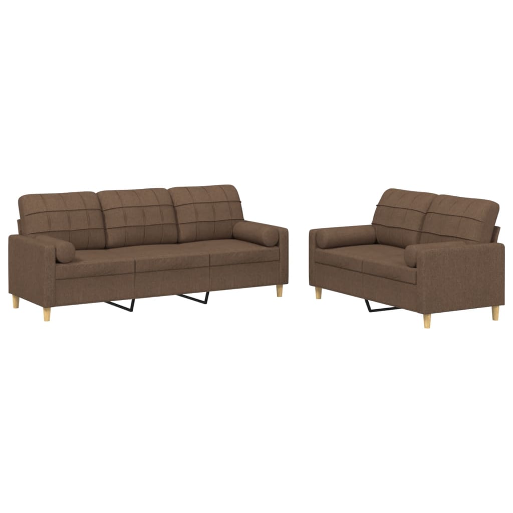 2-delige Loungeset met kussens stof bruin