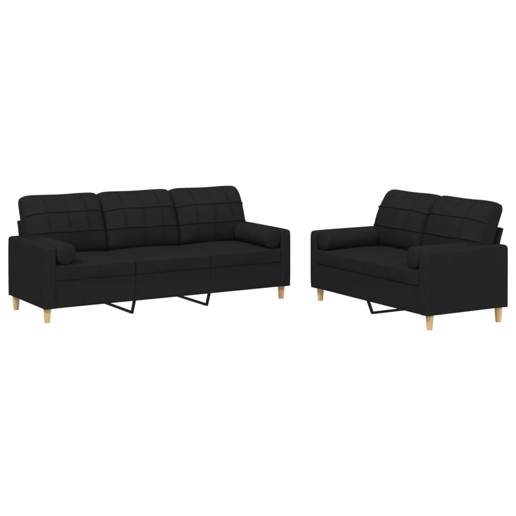 2-delige Loungeset met kussens stof zwart Banken | Creëer jouw Trendy Thuis | Gratis bezorgd & Retour | Trendy.nl