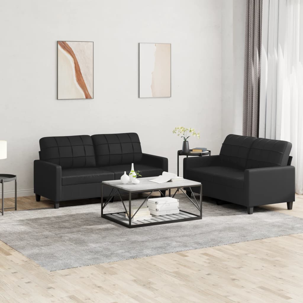 2-delige Loungeset met kussens kunstleer zwart Banken | Creëer jouw Trendy Thuis | Gratis bezorgd & Retour | Trendy.nl