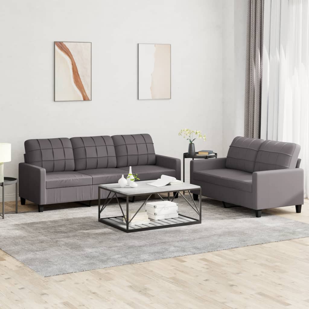 2-delige Loungeset met kussens kunstleer grijs Banken | Creëer jouw Trendy Thuis | Gratis bezorgd & Retour | Trendy.nl