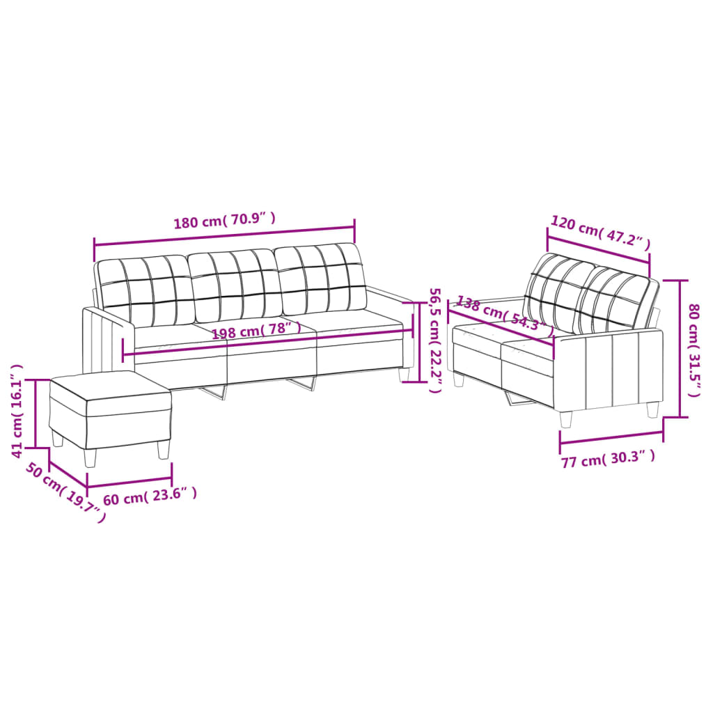 3-delige Loungeset met kussens kunstleer wijnrood Banken | Creëer jouw Trendy Thuis | Gratis bezorgd & Retour | Trendy.nl