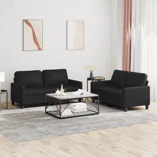 2-delige Loungeset met kussens kunstleer zwart Banken | Creëer jouw Trendy Thuis | Gratis bezorgd & Retour | Trendy.nl