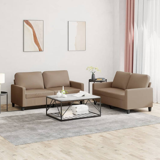 2-delige Loungeset met kussens kunstleer cappuccino Banken | Creëer jouw Trendy Thuis | Gratis bezorgd & Retour | Trendy.nl