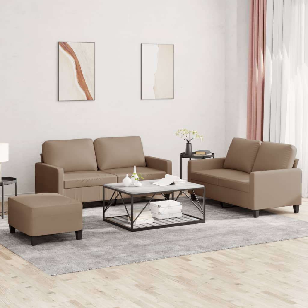 3-delige Loungeset met kussens kunstleer cappuccino Banken | Creëer jouw Trendy Thuis | Gratis bezorgd & Retour | Trendy.nl