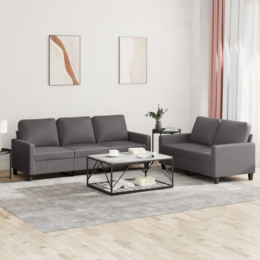 2-delige Loungeset met kussens kunstleer grijs Banken | Creëer jouw Trendy Thuis | Gratis bezorgd & Retour | Trendy.nl