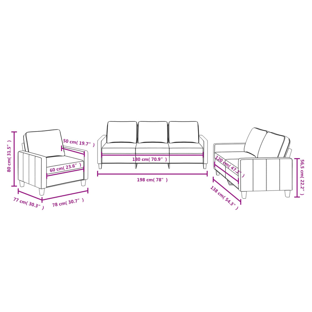 3-delige Loungeset met kussens stof lichtgrijs Banken | Creëer jouw Trendy Thuis | Gratis bezorgd & Retour | Trendy.nl