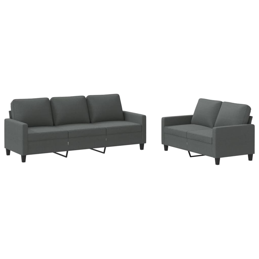 2-delige Loungeset met kussens stof donkergrijs Banken | Creëer jouw Trendy Thuis | Gratis bezorgd & Retour | Trendy.nl