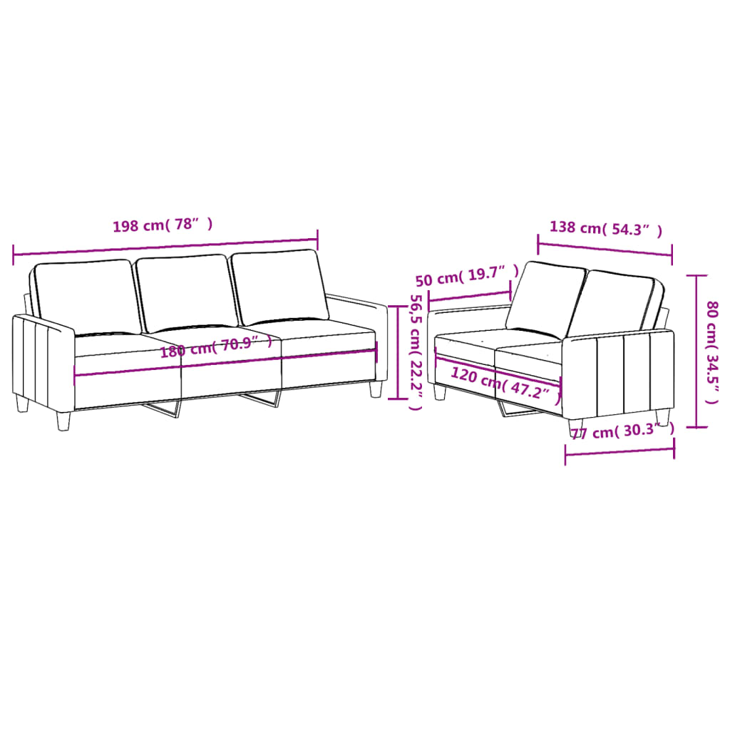 2-delige Loungeset met kussens stof donkergrijs Banken | Creëer jouw Trendy Thuis | Gratis bezorgd & Retour | Trendy.nl