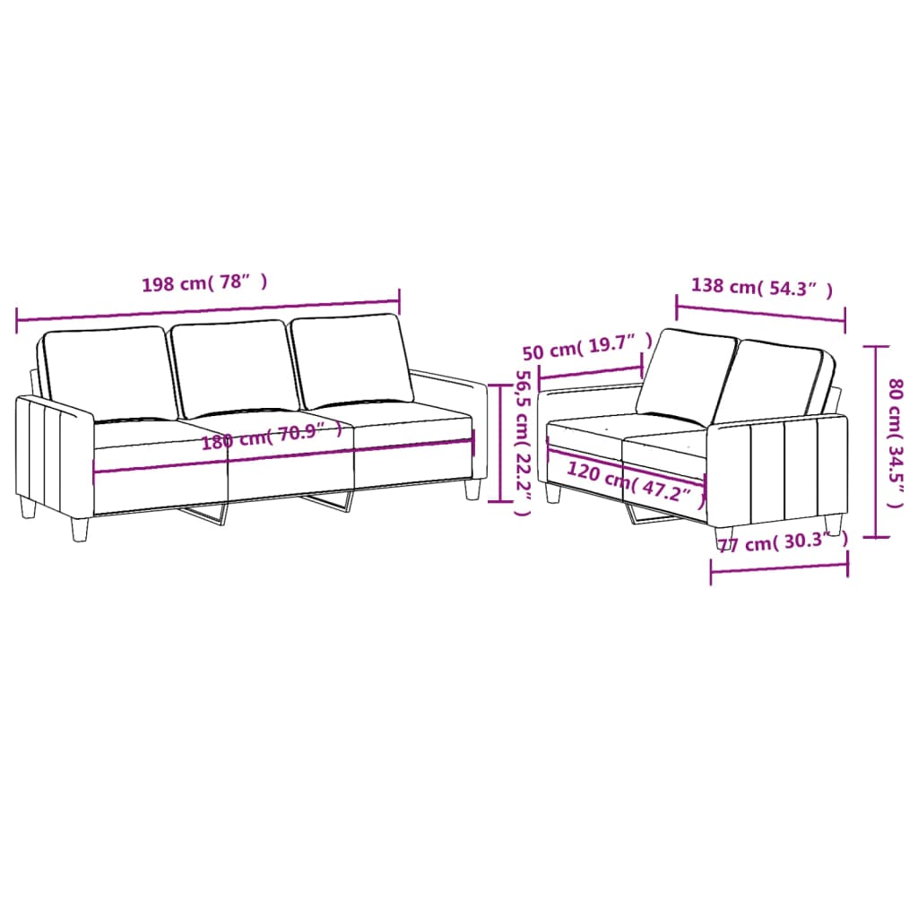 2-delige Loungeset met kussens stof bruin Banken | Creëer jouw Trendy Thuis | Gratis bezorgd & Retour | Trendy.nl