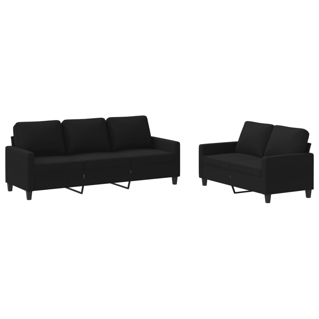 2-delige loungeset met kussens stof zwart Banken | Creëer jouw Trendy Thuis | Gratis bezorgd & Retour | Trendy.nl