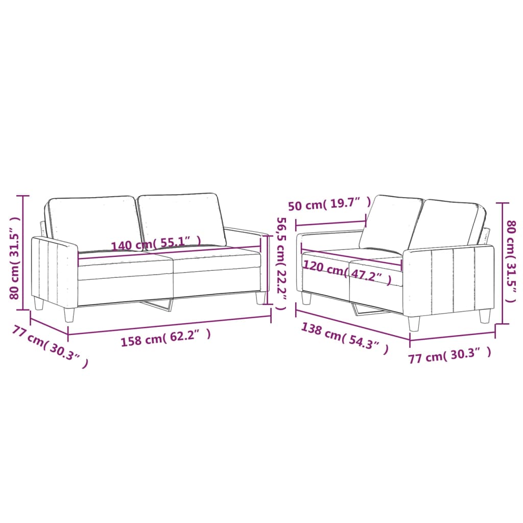 2-delige Loungeset met kussens fluweel zwart