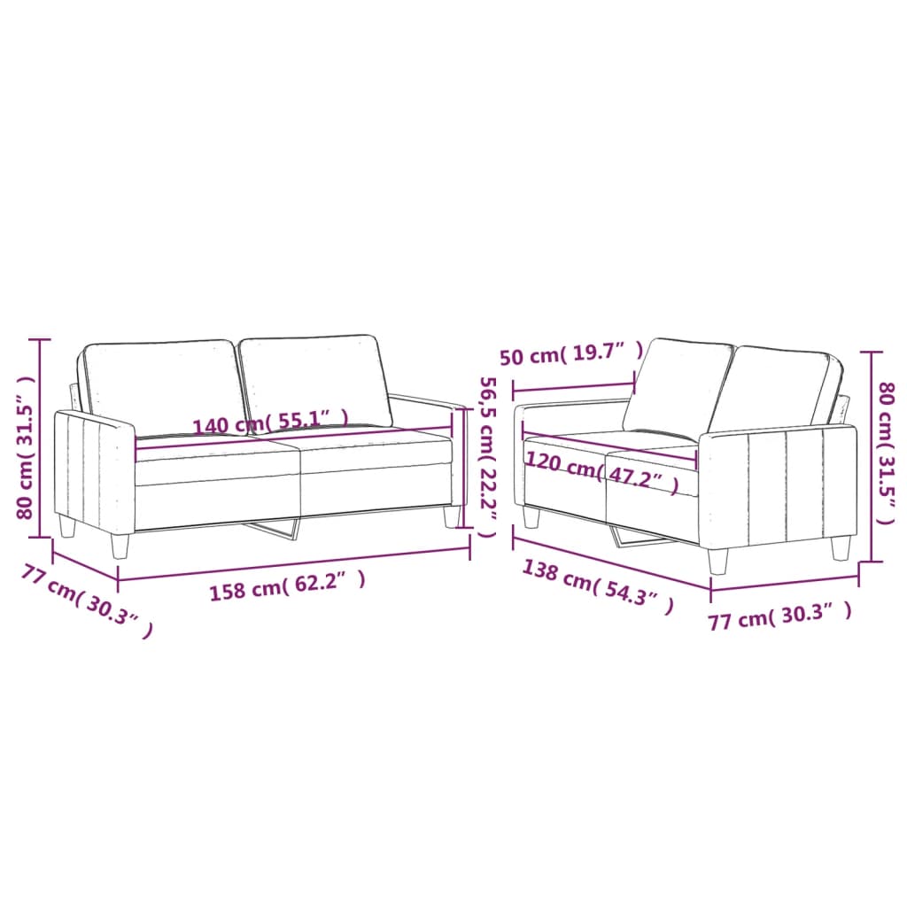 2-delige Loungeset met kussens fluweel geel