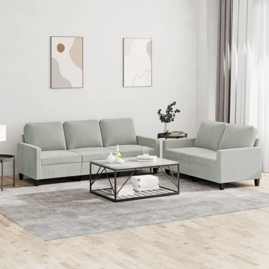 2-delige Loungeset met kussens fluweel lichtgrijs Banken | Creëer jouw Trendy Thuis | Gratis bezorgd & Retour | Trendy.nl