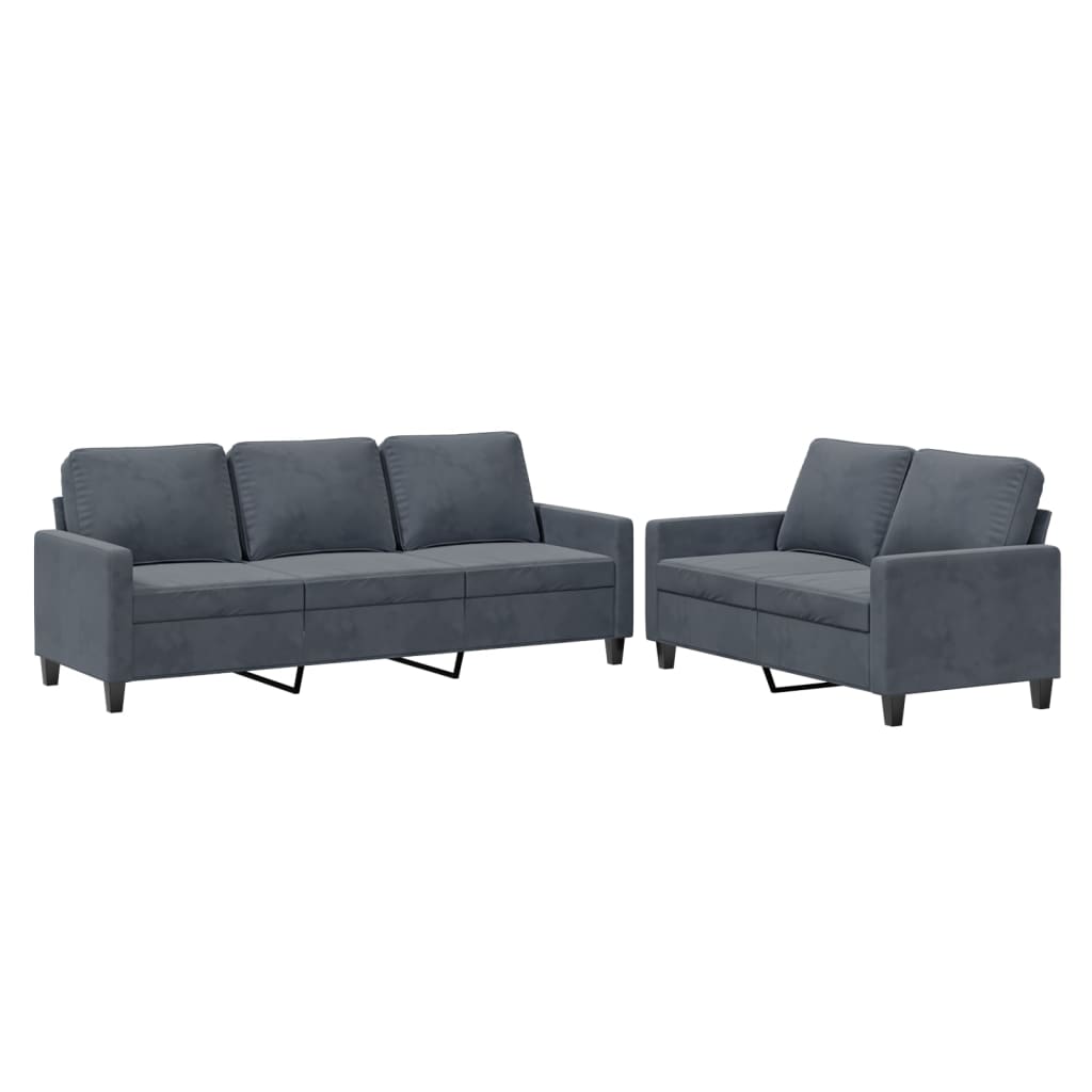 2-delige Loungeset met kussens fluweel donkergrijs Banken | Creëer jouw Trendy Thuis | Gratis bezorgd & Retour | Trendy.nl