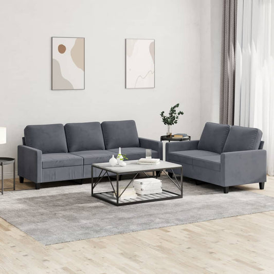 2-delige Loungeset met kussens fluweel donkergrijs Banken | Creëer jouw Trendy Thuis | Gratis bezorgd & Retour | Trendy.nl